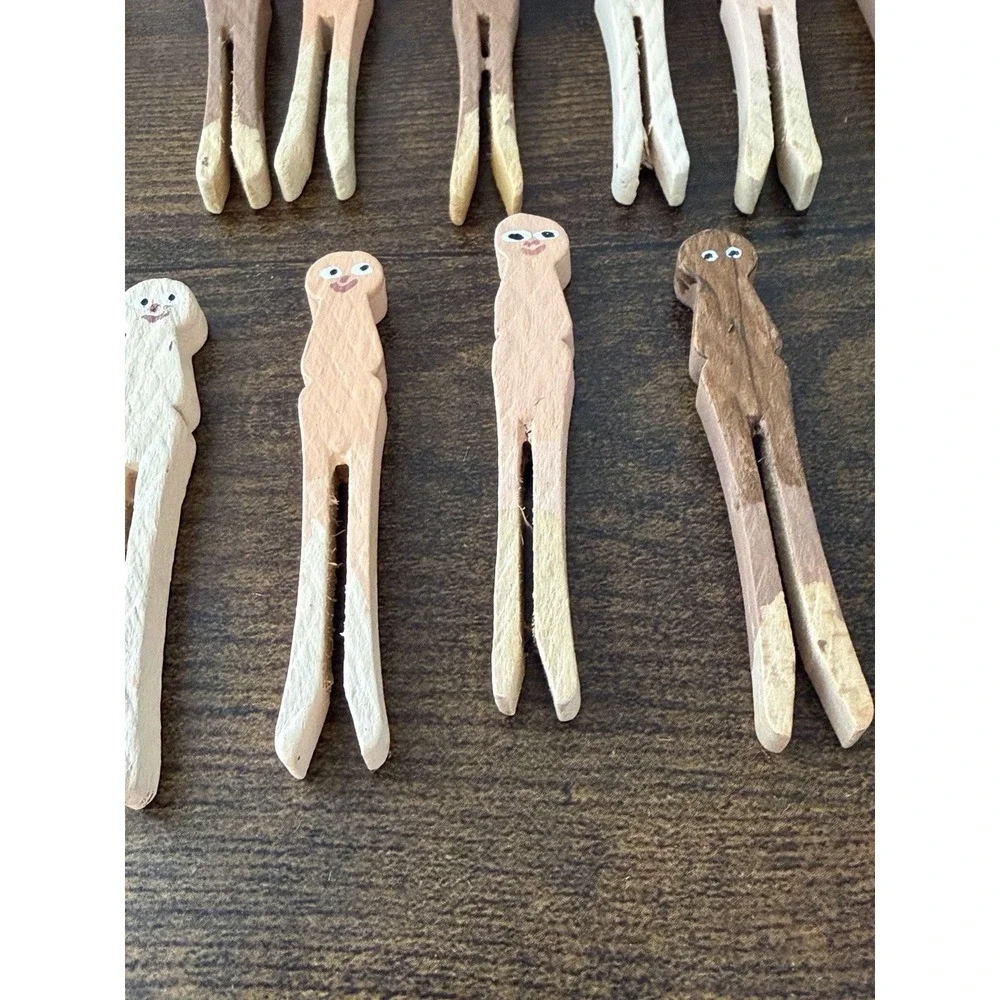 Lot 50‎ Vintage Wooden Clothespin Peg People Handpainted Waldorf Craft
